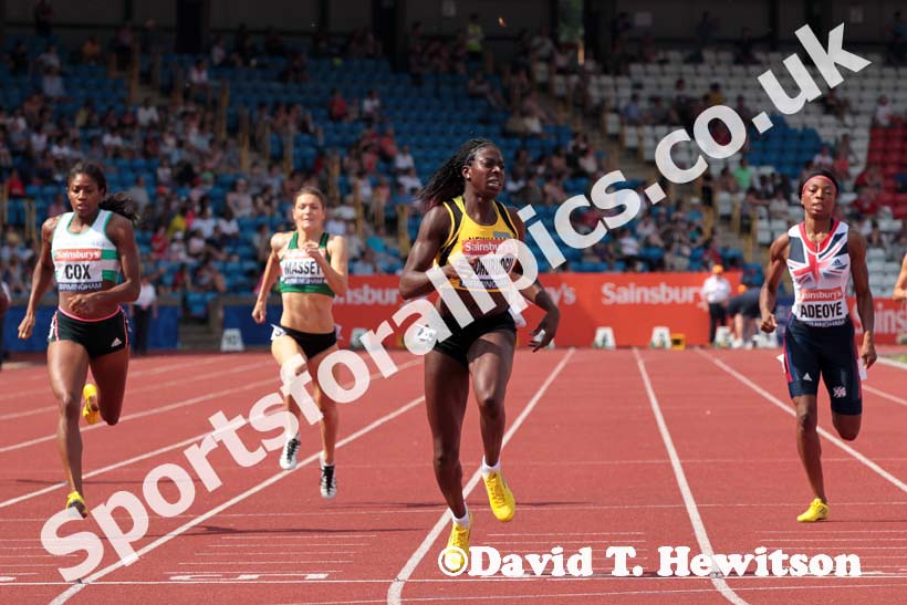 Christine Ohuruogu wins the 400 metres at the Sainsbury's British Championships, Birmingham.
